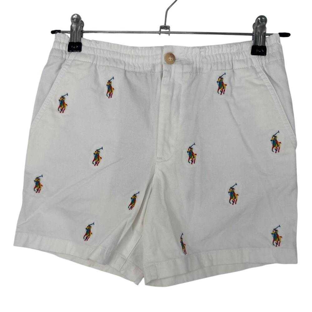 Polo Ralph Lauren white rainbow pony beach chino preppy kids shorts size 12
